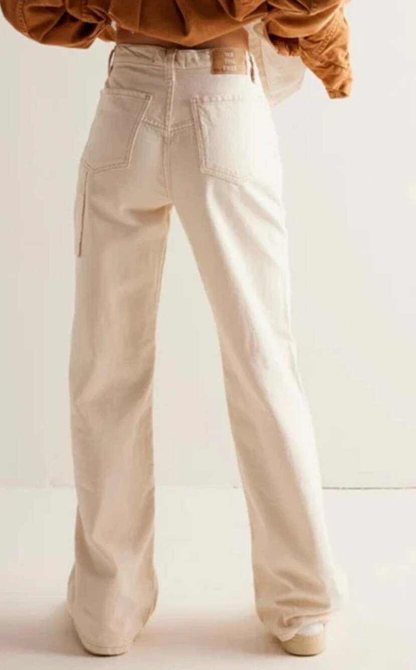 Free People We The Free Tinsley Baggy High Rise Straight Jeans Ecru NWT Size 28